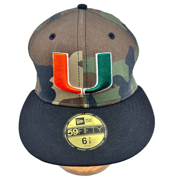 New Era Other - New Era Men's Hat Miami Hurricanes 59Fifty NFL Draft 2019 Camo Size 6 7/8